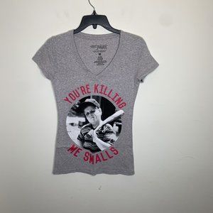 The Sandlot Womens M Grey You're Killing Me Smalls V Neck Short Sleeve Shirt
